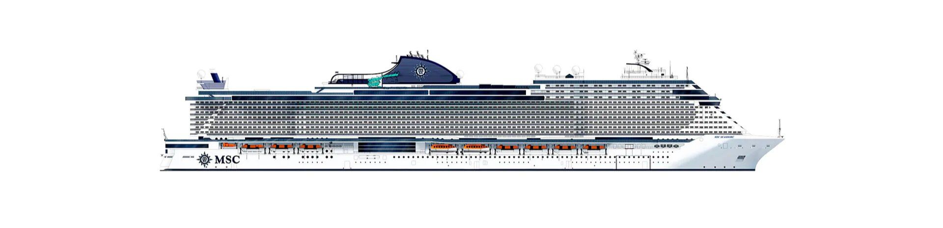 silhouette du nouveau navire msc seascape
